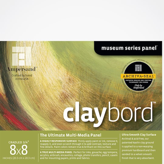 Ampersand&#x2122; Claybord&#x2122; Museum Series Cradled 3/4&#x22; Multi-Media Panel